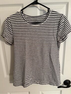 J. Crew Black & White Striped Short Sleeve Tee